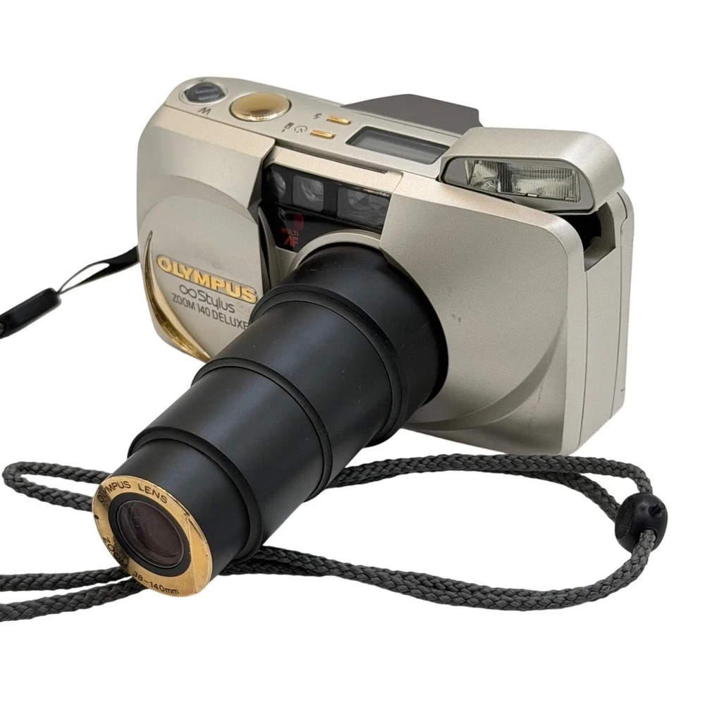 Olympus Infinity Stylus Zoom 140 Deluxe 35mm Film Camera Champagne FOR PARTS